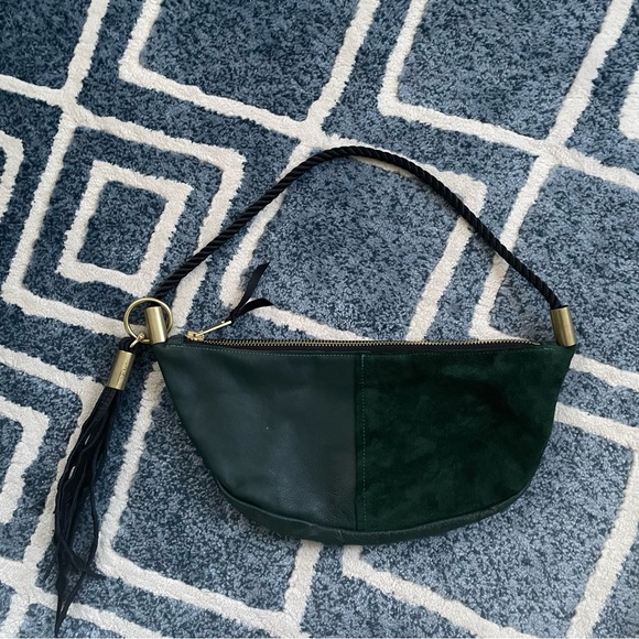 Wildwood Oyster Handmade in Maine - Green Leather Sling Bag with Tassel - Picture 7 of 7